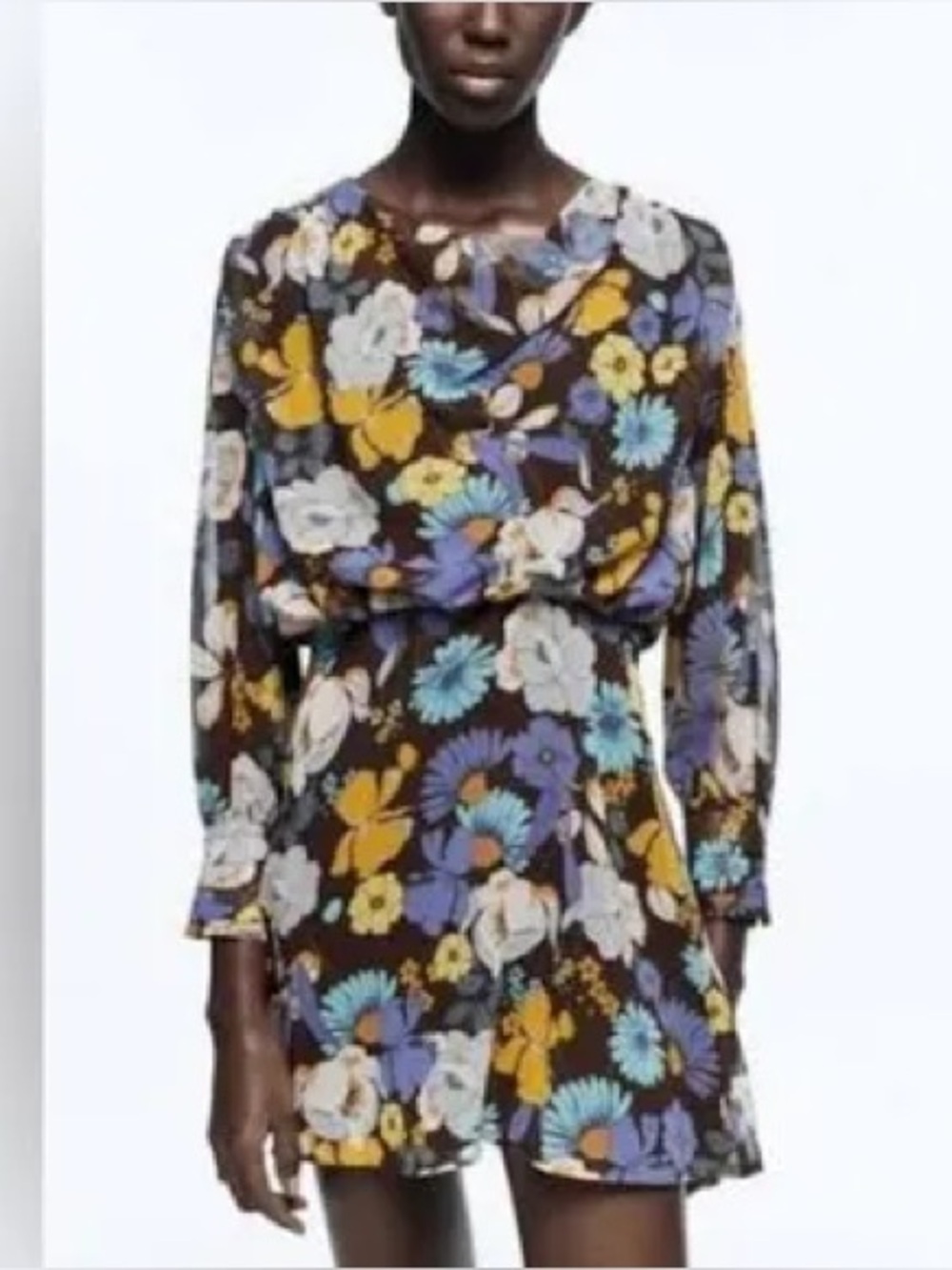 NWOT. Zara floral mini long sleeve dress.